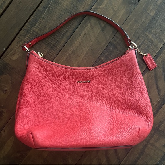 Coach Pebbled Leather Rosy Peach Small Hobo Purse Handbag - Picture 2 of 11